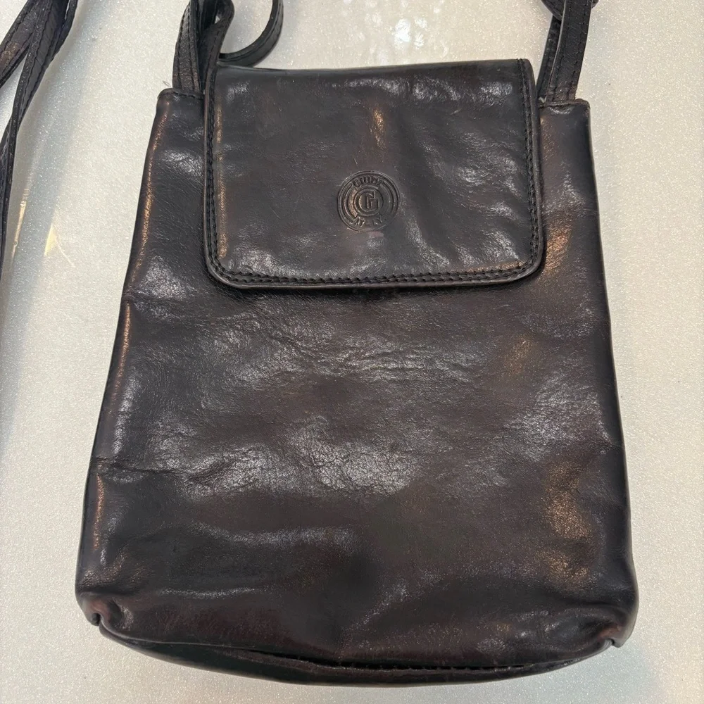 Vintage Giudi Italian Leather Crossbody Bag Chocolate Brown